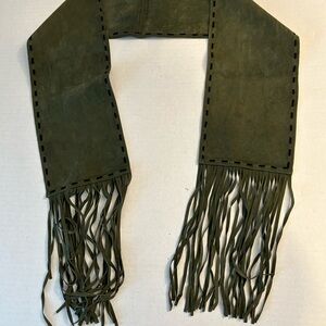 Faux suede Olive Fringe Scarf / sash